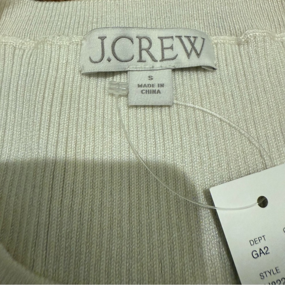 J.Crew Ribbed Scoopneck Cardigan Sweater in Milk White (New With Tags - Flawed) - Picture 2 of 7